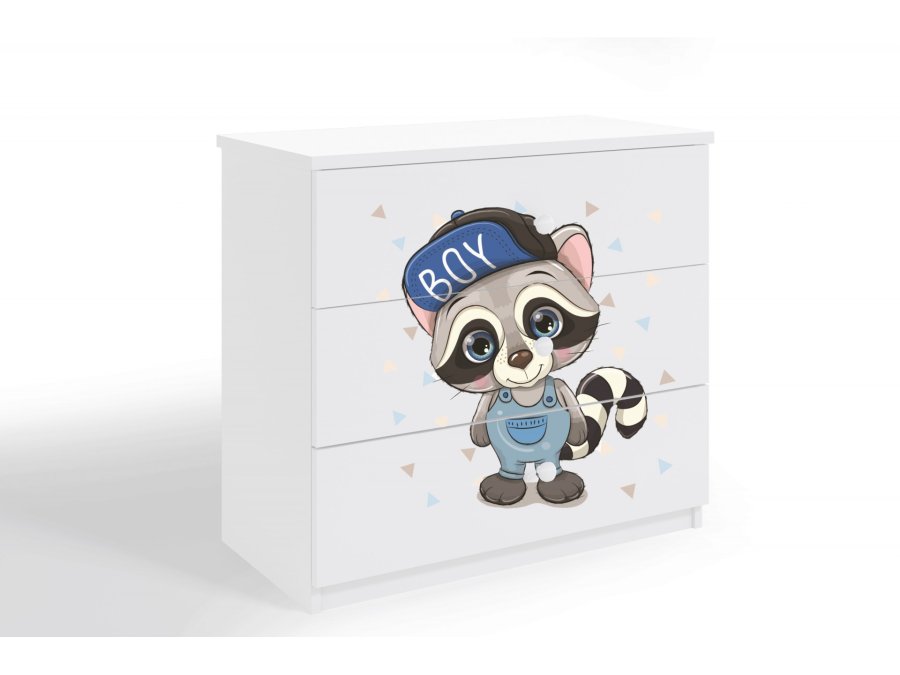 Babydreams barnekommode med vaskebjrn, m. 3 skuffer - hvit laminat