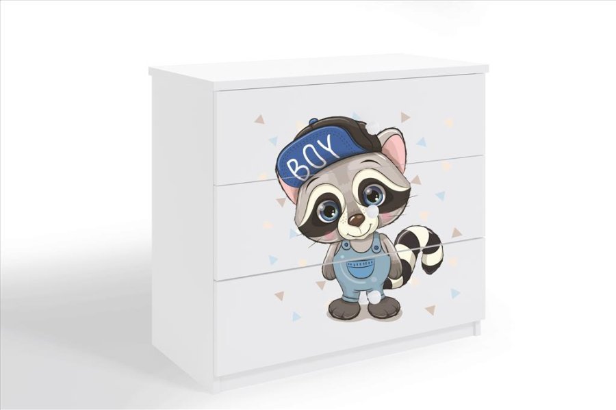 Babydreams barnekommode med vaskebjrn, m. 3 skuffer - hvit laminat