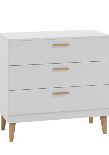 Kubi barnbyr, med 3 ldor - vit spnskiva och naturfärgad ek