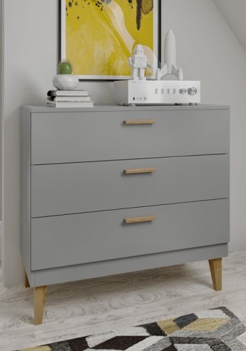 Kubi barnbyr, med 3 ldor - gr spnskiva och naturfärgad ek