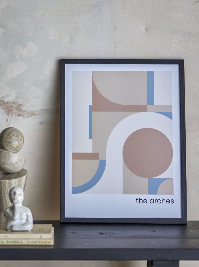 BLOOMINGVILLE Buer Illustrasjon med ramme, Svart, Furu