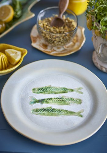 CREATIVE COLLECTION Hadden Teller, Grün, Steingut (T27xH2 cm, 4er-Set)