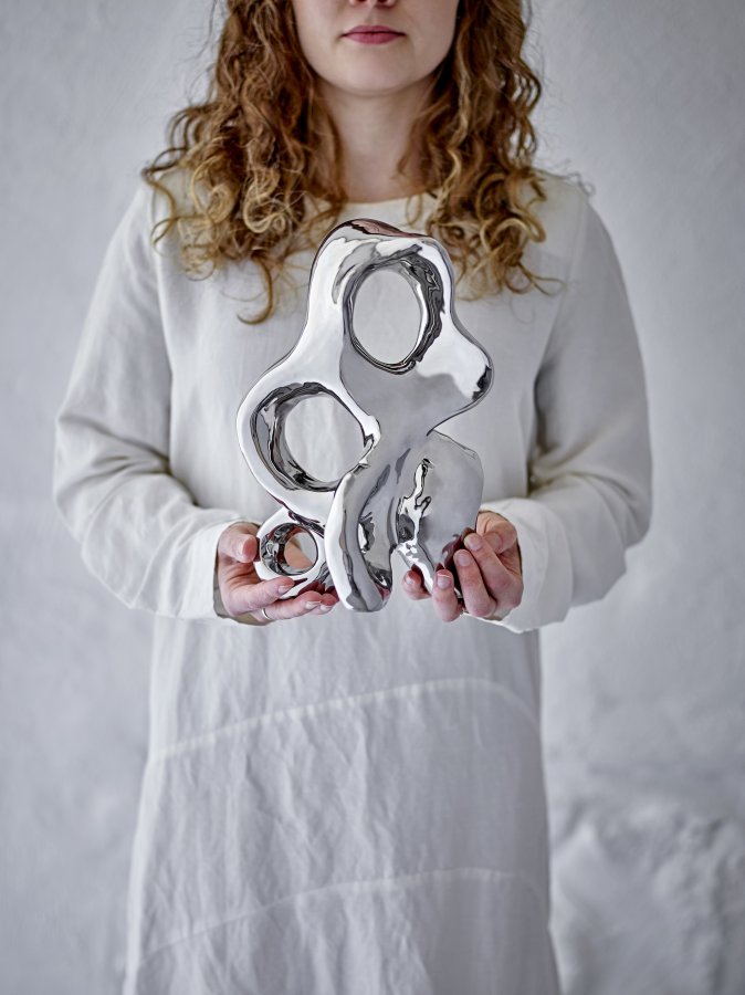 BLOOMINGVILLE Vinini Deco, Silber, Steingut (L18xH27xB13 cm)