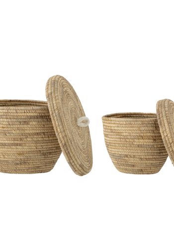 BLOOMINGVILLE Noi Korb, mit Deckel - natürliche Wasserhyazinthe (2er-Set)