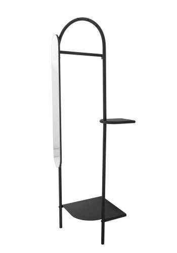 BLOOMINGVILLE Belen klesstativ, m. justerbart speil og 1 hylle - speilglass og sort metall