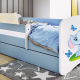 Babydreams juniorseng med elefant, m. madras, sengehest, skuffe - hvid og bl laminat (140x70)