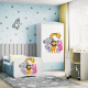 Babydreams juniorsng med zoodjur, med madrass, stdbrda, lda - vit och bl laminat (160x80)