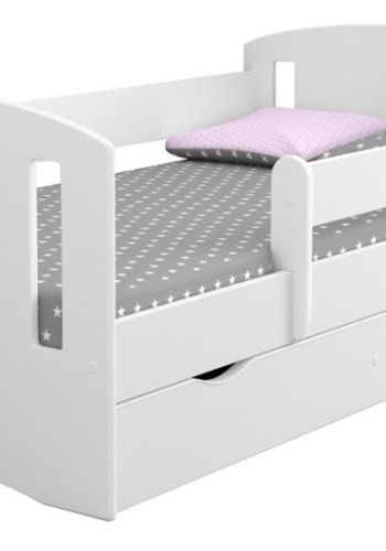 Classic 2 Juniorbett, mit Matratze, Bettgitter, Schublade - weißes Laminat und MDF (160x80)