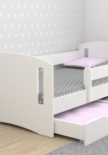 Classic 2 Juniorbett, mit Matratze, Bettgitter, Schublade - weißes Laminat und MDF (160x80)