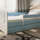 Classic 2 Juniorbett, mit Matratze, Bettgitter, Schublade - weiß-blaues Laminat und MDF (180x80)