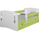 Classic 2 Juniorbett, mit Matratze, Bettgitter, Schublade - weiß-grünes Laminat und MDF (160x80)