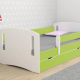 Classic 2 Juniorbett, mit Matratze, Bettgitter, Schublade - weiß-grünes Laminat und MDF (160x80)