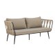 BLOOMINGVILLE Pavone Gartensofa, mit beige-braunen Kissen – hellbraunes Polyesterseil und schwarzes Metall