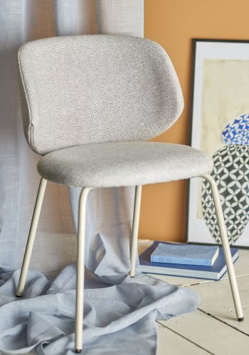 BLOOMINGVILLE Ponte Esszimmerstuhl - graues Bouclé-Polyester und Metall