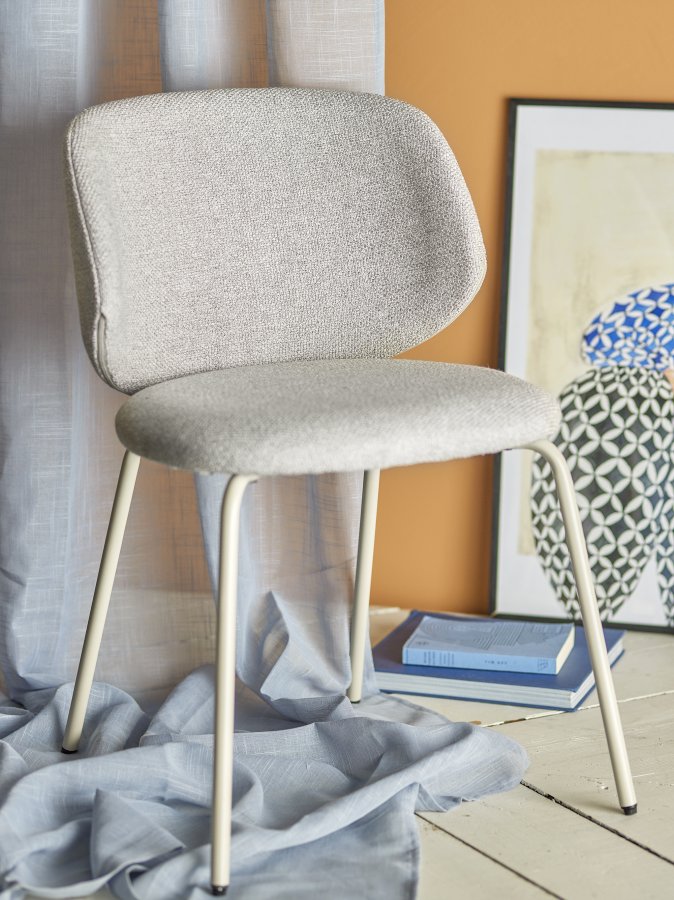 BLOOMINGVILLE Ponte Esszimmerstuhl - graues Bouclé-Polyester und Metall