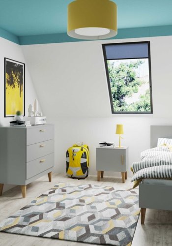 Kubi juniorseng, inkl. spaltebunn, uten madrass - gr sponplater og eik (180x80)