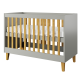 Kubi barneseng for baby, uten madrass - gr laminat og naturlig eik (120x60)