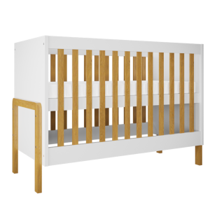 Victor tremmeseng til baby, uden madras - hvid laminat og natur eg (120x60)