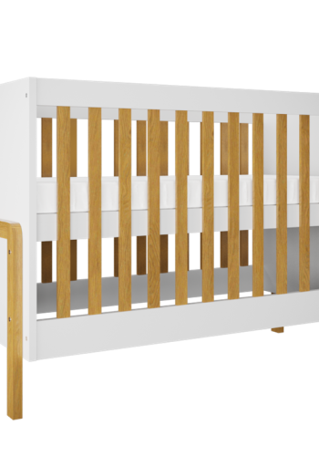 Victor sprinkelseng for baby, uten madrass - hvit laminat og naturlig eik (120x60)