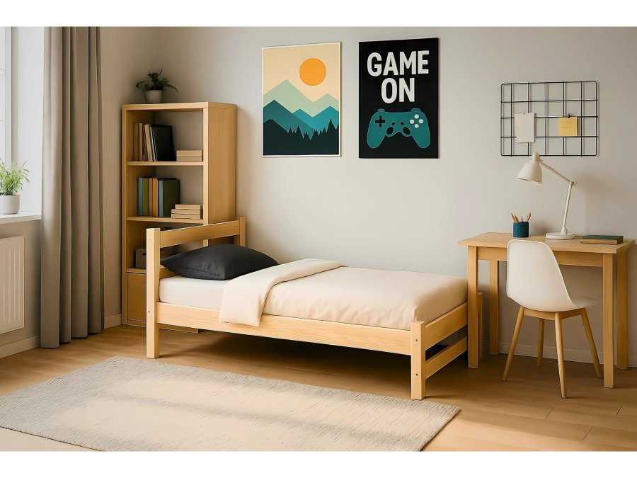 KOCOT KIDS Aleks Bett  natur, unlackiert, ohne Schubladen und ohne Matratze 160/80