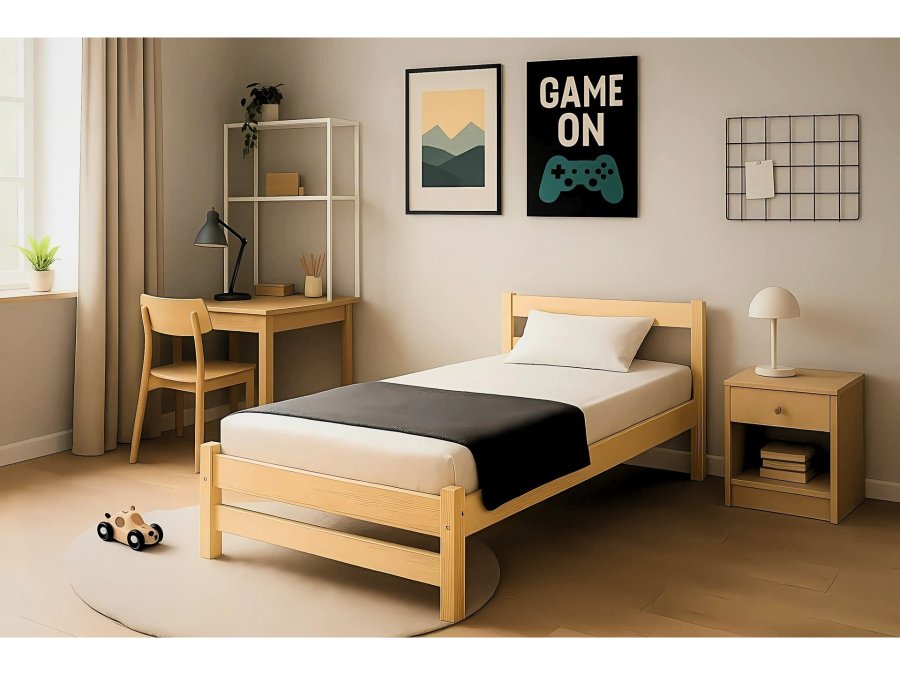 KOCOT KIDS Aleks Bett  natur, unlackiert, ohne Schubladen und ohne Matratze 180/90