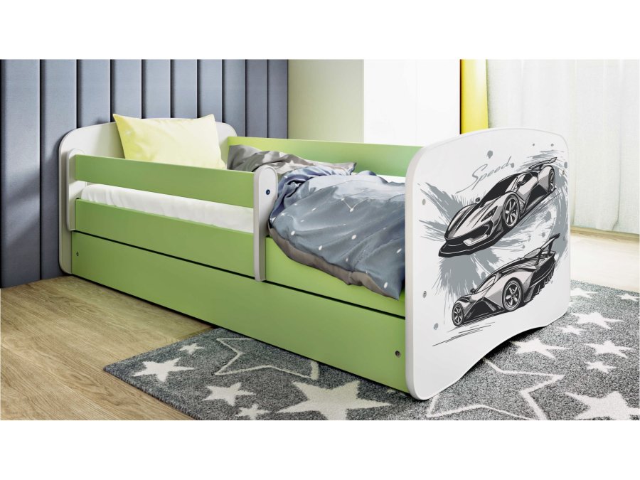 KOCOT KIDS Bett babydreams grün Sportwagen mit Schublade mit Matratze 160/80
