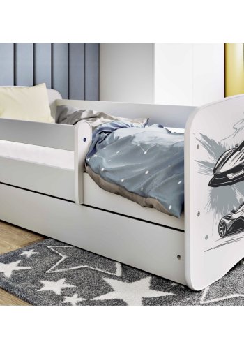 KOCOT KIDS Seng babydreams hvit sportsbil uten skuff med madrass 140/70