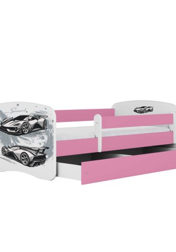KOCOT KIDS Seng babydreams rosa sportsbil uten skuff med madrass 140/70
