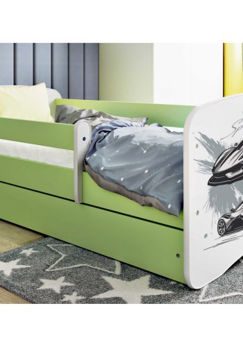 KOCOT KIDS Bett babydreams grün Sportwagen ohne Schublade mit Matratze 140/70