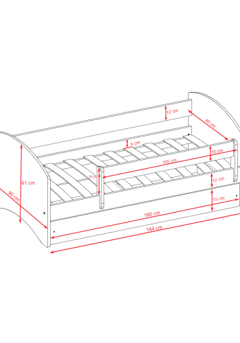 KOCOT KIDS Bett babydreams blue dancer ohne Schublade mit Matratze 180/80