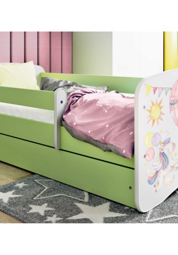 KOCOT KIDS Bett babydreams grüner Ballon mit Schublade mit Matratze 140/70