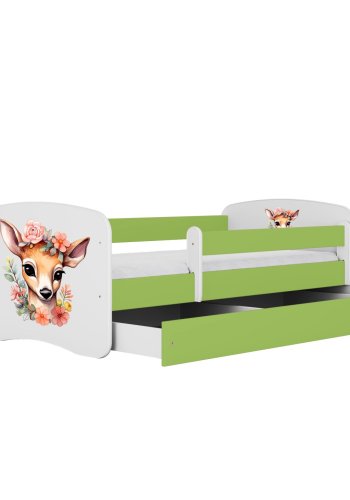 KOCOT KIDS Bett babydreams green bambi mit Schublade mit Matratze 140/70