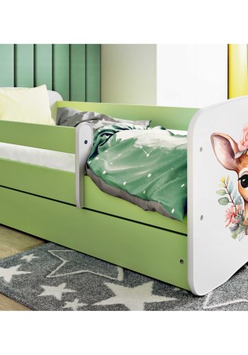KOCOT KIDS Bett babydreams green bambi mit Schublade mit Matratze 180/80