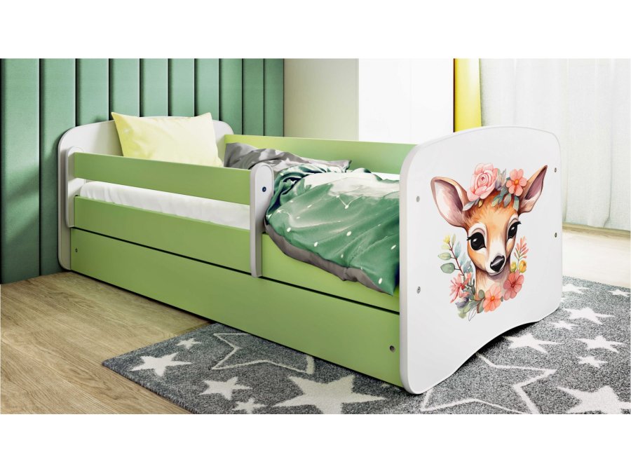 KOCOT KIDS Bett babydreams green bambi ohne Schublade mit Matratze 140/70