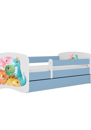 Babydreams juniorseng med sm dinosaurer, uten madrass, uten skuff - bl laminat (160x80)