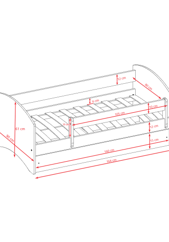 Babydreams juniorseng med sm dinosaurer, uten madrass, uten skuff - bl laminat (160x80)