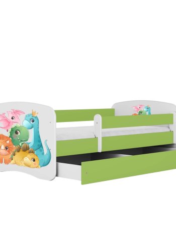 KOCOT KIDS Bett babydreams grün tiny dinos ohne Schublade mit Matratze 160/80