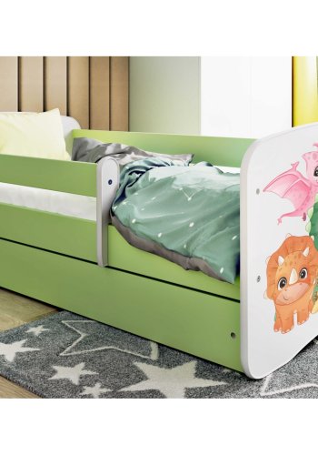 KOCOT KIDS Bett babydreams grün tiny dinos ohne Schublade mit Matratze 160/80
