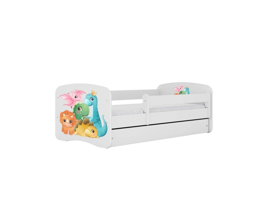 KOCOT KIDS Seng babydreams hvite bittesm dinos uten skuff med madrass 180/80