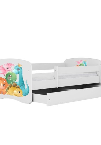 KOCOT KIDS Seng babydreams hvite bittesm dinos uten skuff med madrass 180/80