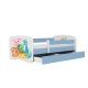 KOCOT KIDS Bett babydreams blau tiny dinos mit Schublade mit Matratze 140/70