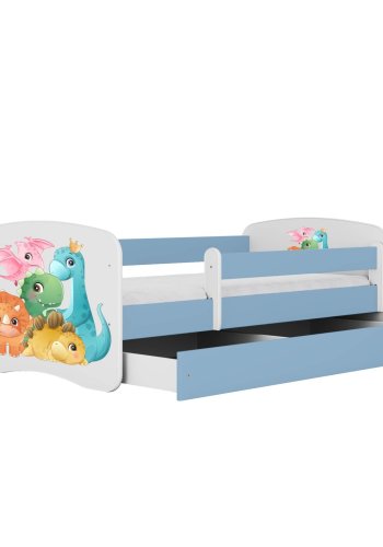 KOCOT KIDS Bett babydreams blau kleine Dinos mit Schublade mit Matratze 180/80