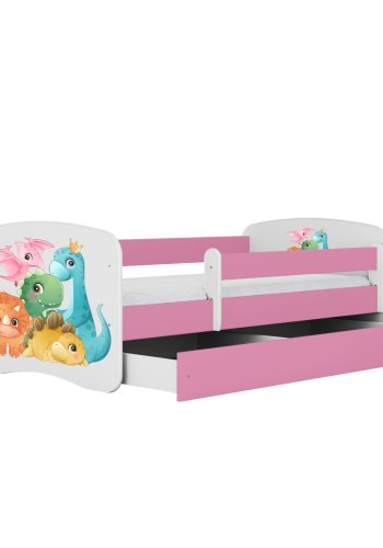 KOCOT KIDS Bett babydreams rosa tiny dinos ohne Schublade mit Matratze 140/70