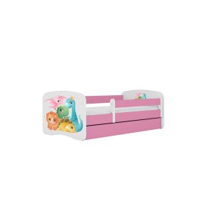 KOCOT KIDS Seng babydreams pink tiny dinos med skuffe med madras 140/70