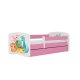 KOCOT KIDS Bett babydreams rosa tiny dinos mit Schublade mit Matratze 140/70