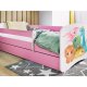 KOCOT KIDS Bett babydreams rosa tiny dinos mit Schublade mit Matratze 140/70