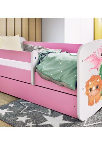 KOCOT KIDS Bett babydreams rosa tiny dinos ohne Schublade mit Matratze 180/80