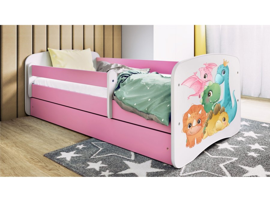 KOCOT KIDS Bett babydreams rosa tiny dinos mit schublade mit matratze 180/80
