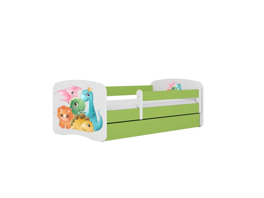 KOCOT KIDS Bett babydreams grün tiny dinos ohne Schublade mit Matratze 140/70