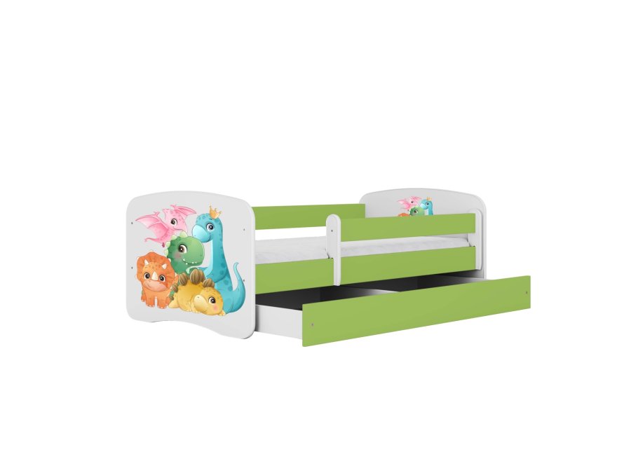 KOCOT KIDS Bett babydreams grün tiny dinos ohne Schublade mit Matratze 140/70